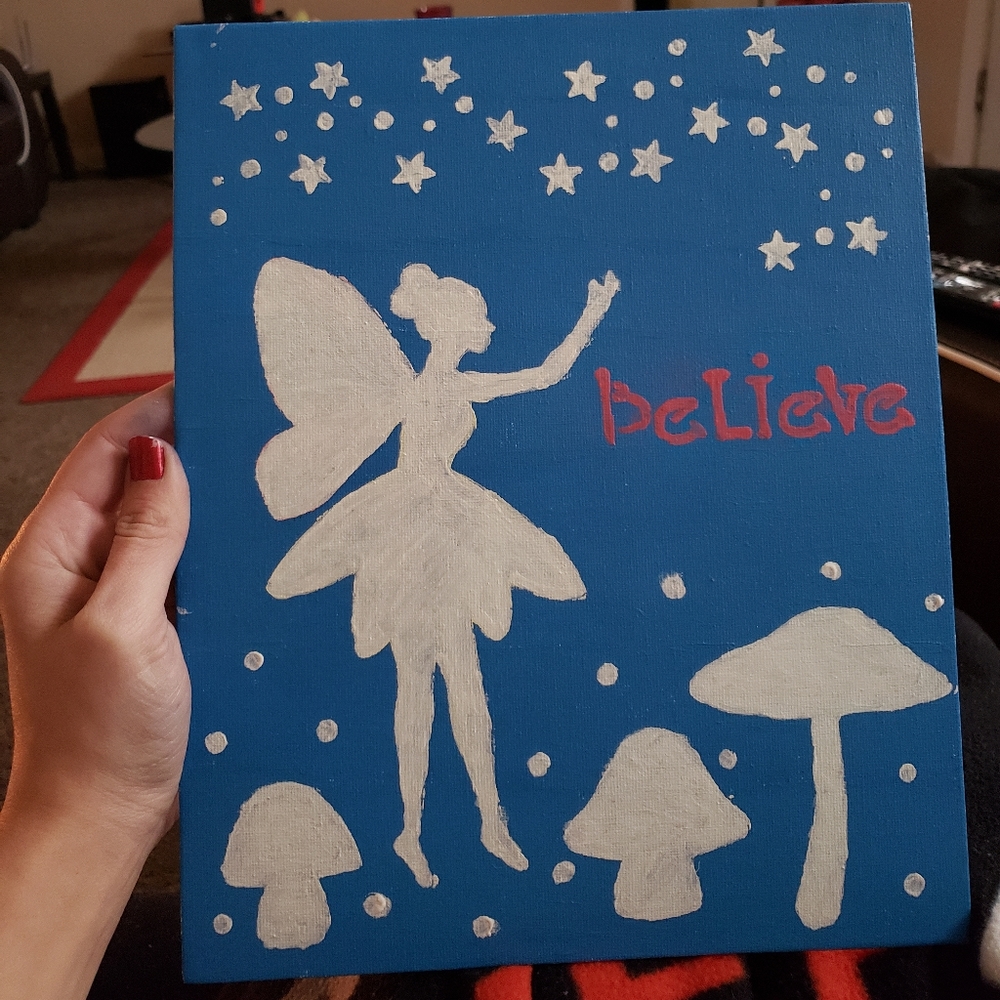 Fairy believe painted canvas